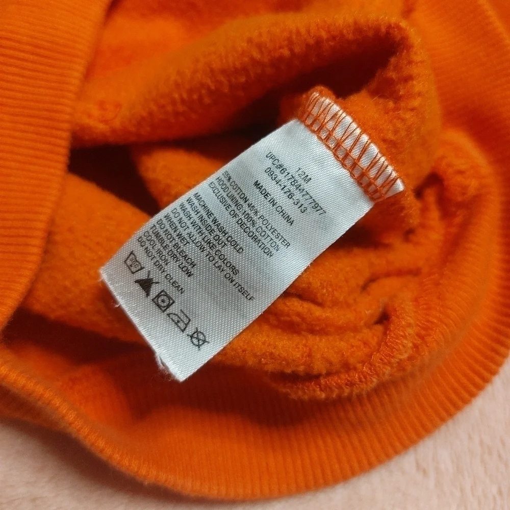 Nike Infants Orange Gray Zip Front Long Sleeve Hoodie Size 12 Months